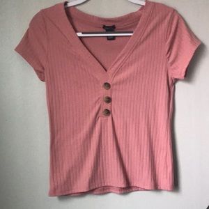 Pink short sleeve v neck